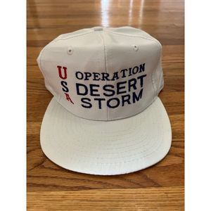 Vintage Operation Desert Storm White SnapBack Hat Trucker USA Summit Knoxville